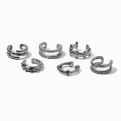 Promo 👍 Claire's Hematite Mixed Spike Wire Ear Cuffs - 6 Pack 🔔