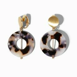 Best Pirce 🔥 Claire's Gold Tortoiseshell 1" Clip On Drop Earrings ⌛