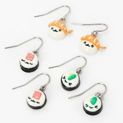 Best deal ⌛ Claire's Silver 1'' Sushi Drop Earrings - 3 Pack 🛒