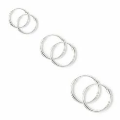 Coupon ❤️ Claire's Sterling Silver Graduated Hoop Earrings - 3 Pack 🎉