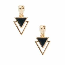 Best reviews of ✨ Claire's Black & Gold Geometric Triangle Clip On Drop Earrings ❤️