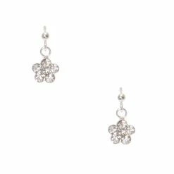 Buy 👏 Claire's Sterling Silver Crystal Daisy Drop Earrings 😀