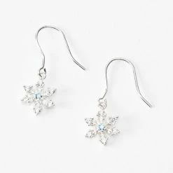 Best reviews of 😀 Claire's Sterling Silver Snowflake Drop Earrings - White 🌟