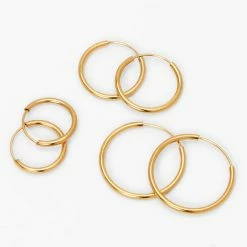 Claire’s Shop 7 Cheapest 🎉 Claire's 18ct Gold Plated Graduated Hoop Earrings (3 Pack) ⭐
