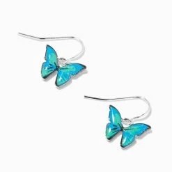 Best deal ⭐ Claire's Blue Glitter Butterfly Drop Earrings ✨