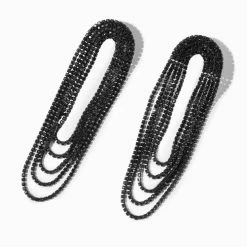 Top 10 ⭐ Claire's Black Rhinestone Lasso 3" Drop Earrings 🥰