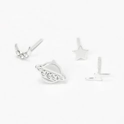 Discount ❤️ Claire's Sterling Silver Spaceship Mix & Match Stud Earrings - 2 Pack 🎉