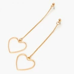 Claire’s Shop 54 Cheap 🤩 Claire's Gold Open Heart Linear 3" Drop Earrings 😍