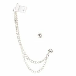 New 🤩 Claire's Silver Ear Connector Crystal Stud Earrings 🛒