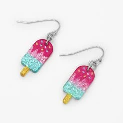 Claire’s Shop 45 Wholesale ✨ Claire's Silver 1" Glitter Popsicle Drop Earrings 👏