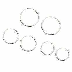 Wholesale ✔️ Claire's Sterling Silver Graduated Sleek Hoop Earrings - 3 Pack 🎁