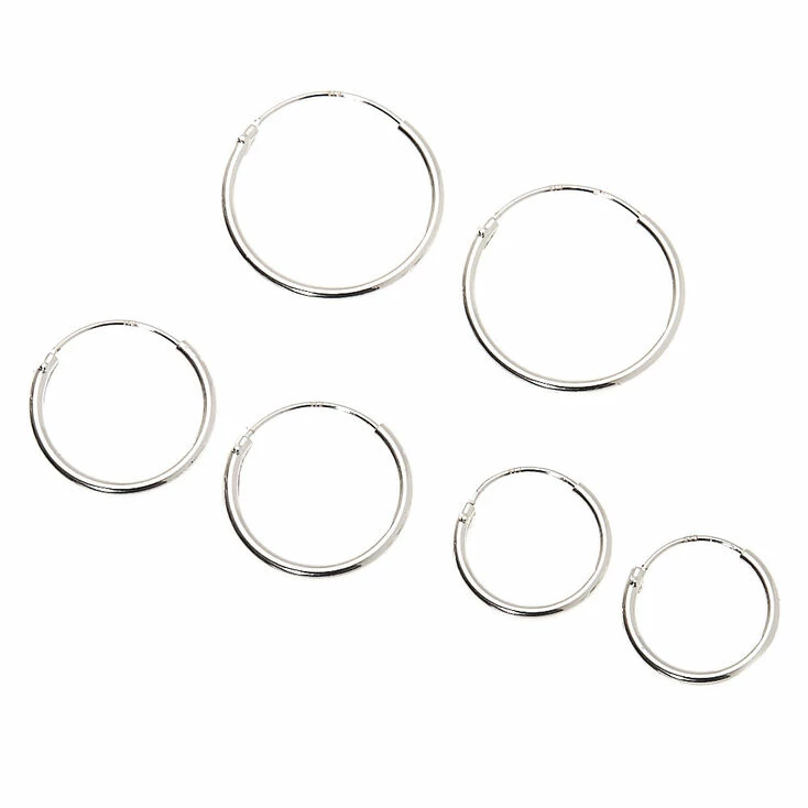 Wholesale βοΈ Claire's Sterling Silver Graduated Sleek Hoop Earrings - 3 Pack π 1 Wholesale βοΈ Claire's Sterling Silver Graduated Sleek Hoop Earrings - 3 Pack π