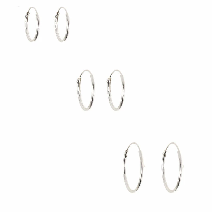 Wholesale βοΈ Claire's Sterling Silver Graduated Sleek Hoop Earrings - 3 Pack π 3 Wholesale βοΈ Claire's Sterling Silver Graduated Sleek Hoop Earrings - 3 Pack π - Image 3