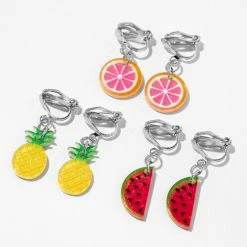Hot Sale 👍 Claire's Fruit Clip On Earrings - 3 Pack 🔔