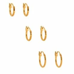 Cheapest 👍 Claire's 18ct Gold Plated Hinged Hoop Earrings - 3 Pack 👍