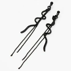 Claire’s Shop 31 Best deal ⭐ Claire's Black 3.5" Crystal Snake Drop Earrings 🤩