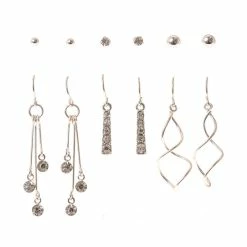 Deals 🔥 Claire's Silver Stud & Linear Drop Earrings - 6 Pack 🥰