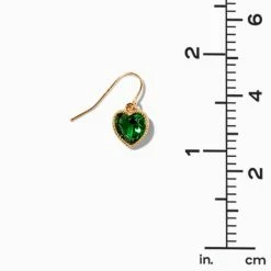 Best deal ⌛ Claire's Green Heart 0.5" Gold Drop Earrings 🥰 -Claire’s Shop 34546 3
