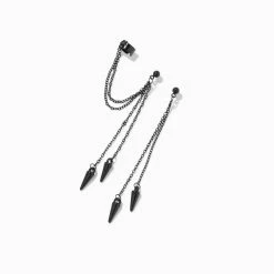 New β€οΈ Claire's Black 3" Gothic Spike Linear Ear Cuff Drop Earrings π