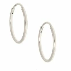 Flash Sale 💯 Claire's Silver Titanium 10MM Sleek Hoop Earrings 🤩 -Claire’s Shop 42336 3