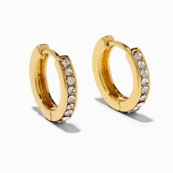 Best Sale π₯° Claire's 18K Gold Plated 10MM Embellished Huggie Hoop Earrings β€οΈ
