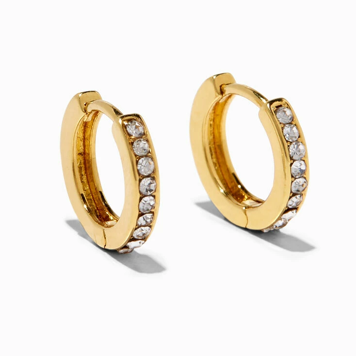 Best Sale 🥰 Claire's 18K Gold Plated 10MM Embellished Huggie Hoop Earrings ❤️ 1 Best Sale 🥰 Claire's 18K Gold Plated 10MM Embellished Huggie Hoop Earrings ❤️
