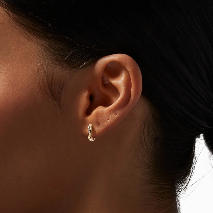 Best Sale 🥰 Claire's 18K Gold Plated 10MM Embellished Huggie Hoop Earrings ❤️ 2 Best Sale 🥰 Claire's 18K Gold Plated 10MM Embellished Huggie Hoop Earrings ❤️ - Image 2