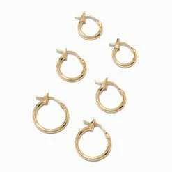Brand new π Claire's 18K Gold Plated Graduated Hinge Hoop Earrings - 3 Pack π