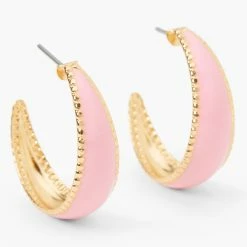 Best deal ⭐ Claire's Gold 20MM Studded Hoop Earrings - Pink 🥰
