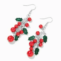 Discount 🛒 Claire's Red Holly Bells 3" Drop Earrings 👍