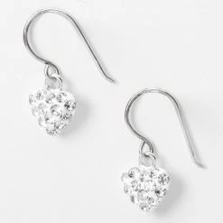 Flash Sale ⌛ Claire's Sterling Silver .5" Embellished Heart Drop Earrings ⌛