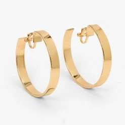 Budget ✨ Claire's Gold 40MM Flat Clip On Hoop Earrings 😉