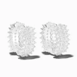 Claire’s Shop 25 Deals 👏 Claire's Silver 20MM Cubic Zirconia Spike Hoop Earrings 🥰
