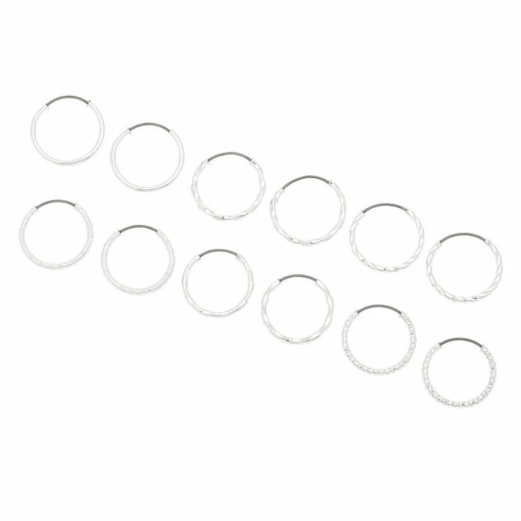 Best Pirce π Claire's Silver 15MM Textured Hoop Earrings - 6 Pack β€οΈ 1 Best Pirce π Claire's Silver 15MM Textured Hoop Earrings - 6 Pack β€οΈ