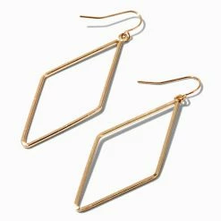 Claire’s Shop 17 Wholesale ✨ Claire's Gold Diamond Outline Drop Earrings 🛒