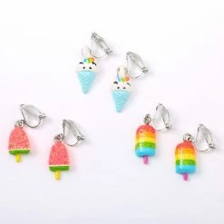 Top 10 ✔️ Claire's Silver Glitter Popsicle Ice Cream Clip On Earrings - 3 Pack 🥰