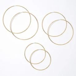 Coupon 🤩 Claire's Gold Graduated Hoop Earrings - 3 Pack ⌛