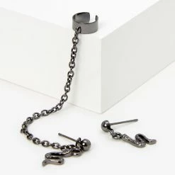 Flash Sale 😀 Claire's Hematite Snake Cuff Connector Earrings ⭐