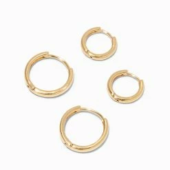 Budget ✔️ Claire's 18K Gold Plated Hoop Earrings - 2 Pack 🛒