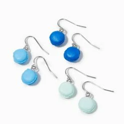 Flash Sale 🧨 Claire's Blue 1'' Macaron Drop Earrings - 3 Pack 💯