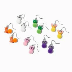 Claire’s Shop 47 Deals ⌛ Claire's Pom Pom Animal 0.5" Drop Earrings - 6 Pack 🎉