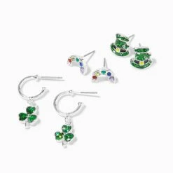 Brand new ✔️ Claire's St. Patrick's Day Shamrocks & Rainbows Earring Set - 3 Pack 🧨