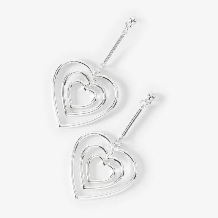 Promo π Claire's Silver Triple Hearts 2" Drop Earrings π 1 Promo π Claire's Silver Triple Hearts 2" Drop Earrings π