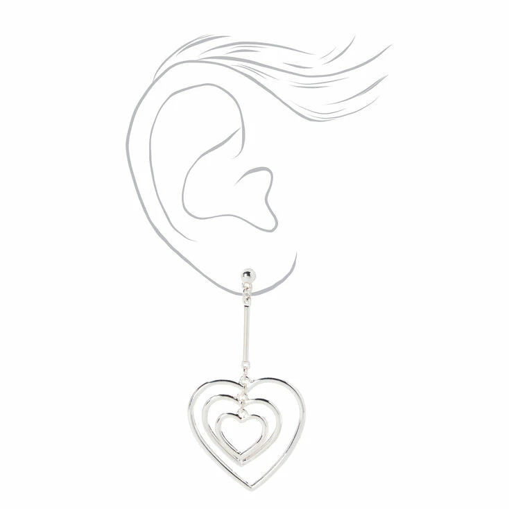 Promo π Claire's Silver Triple Hearts 2" Drop Earrings π 2 Promo π Claire's Silver Triple Hearts 2" Drop Earrings π - Image 2