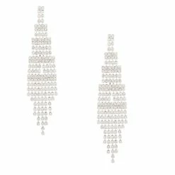 Cheap 🎁 Claire's Silver Rhinestone 3" Skyscraper Drop Earrings ⌛