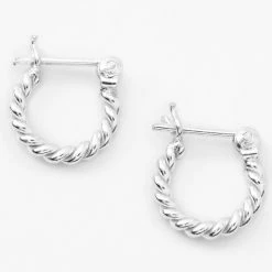 Budget ❤️ Claire's Sterling Silver 10MM Twisted Hinge Hoop Earrings 🌟