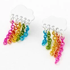 Claire’s Shop 41 Best deal 👍 Claire's Silver Rainbow Chain Cloud Stud Earrings 👍