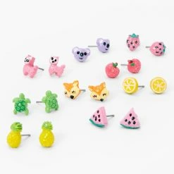 Best deal ❤️ Claire's Glitter Critters And Fruits Stud Earrings - 9 Pack 👍