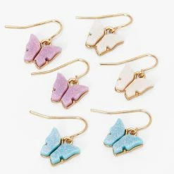 Best Pirce 🔔 Claire's Gold 1" Butterfly Drop Earrings - 3 Pack ❤️