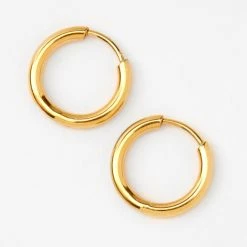 Best deal ✔️ Claire's Gold Titanium 10MM Tube Hoop Earrings 😍